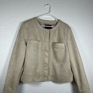 Banana Republic Beige Suede Collarless Jacket Size XL